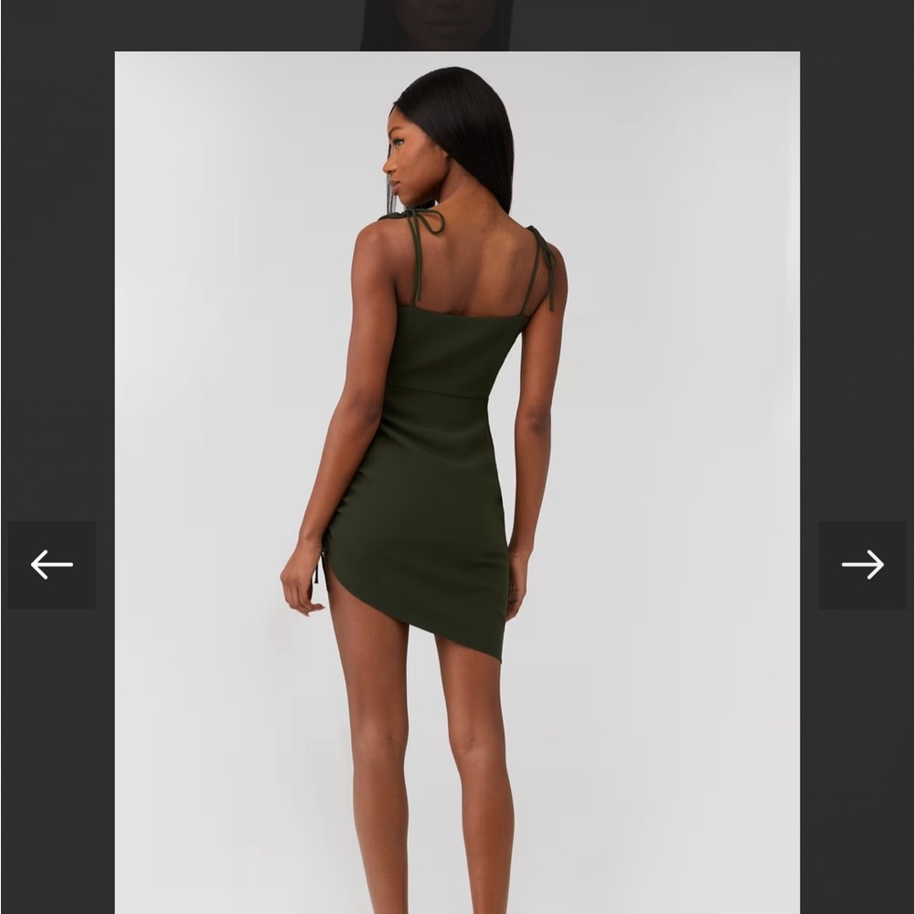 Amanda Uprichard Chiara Dress Green Ruched Mini Dress Adjustable Straps
Revolve - Picture 3 of 3